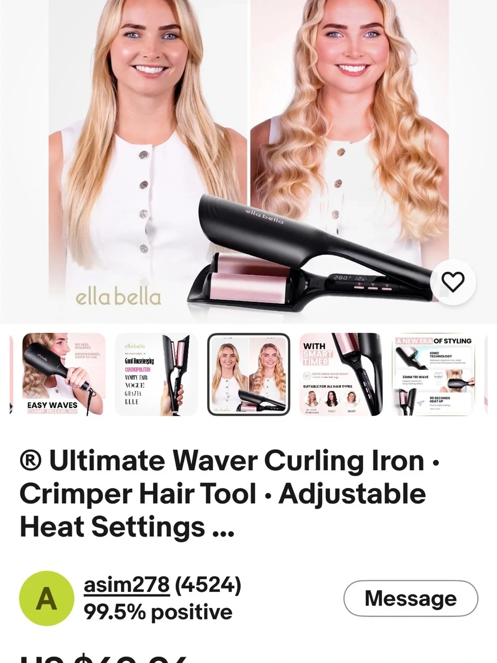 Compact Black and Rose Gold Mini Hair Straightener